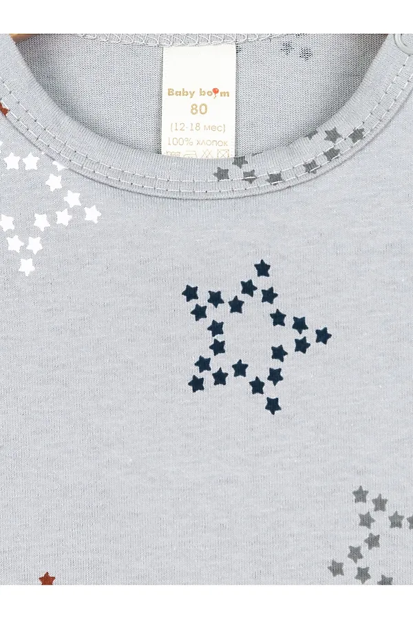 Футболка BABY BOOM, звёзды на светло-сером - фото 2