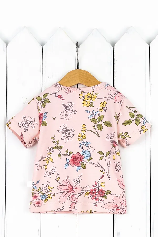 Футболка BABY BOOM, "цветы ар-нуво" на розовом - фото 2