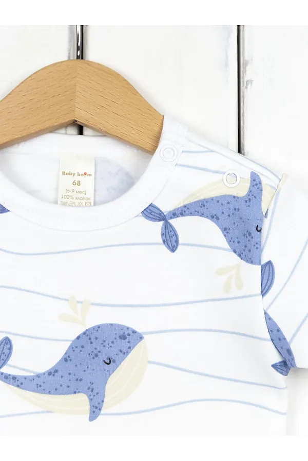 Футболка BABY BOOM, киты на полоске - фото 2