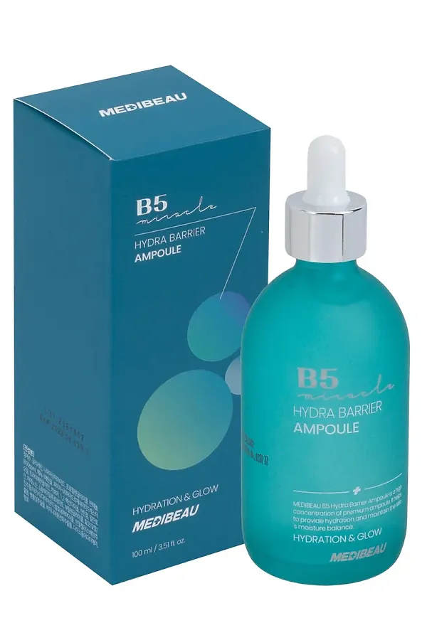 MEDIBEAU Увлажняющая ампульная сыворотка для лица с витамином B5 / Hydra Barrier Ampoule B5 Hydration & Glow, 100 мл KRISTALLER, голубой - фото 2