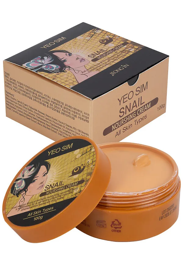 YEOSIM Питательный крем для лица с экстрактом слизи улитки / Snail Nourshing Cream, 100 г KRISTALLER, оранжевый - фото 2