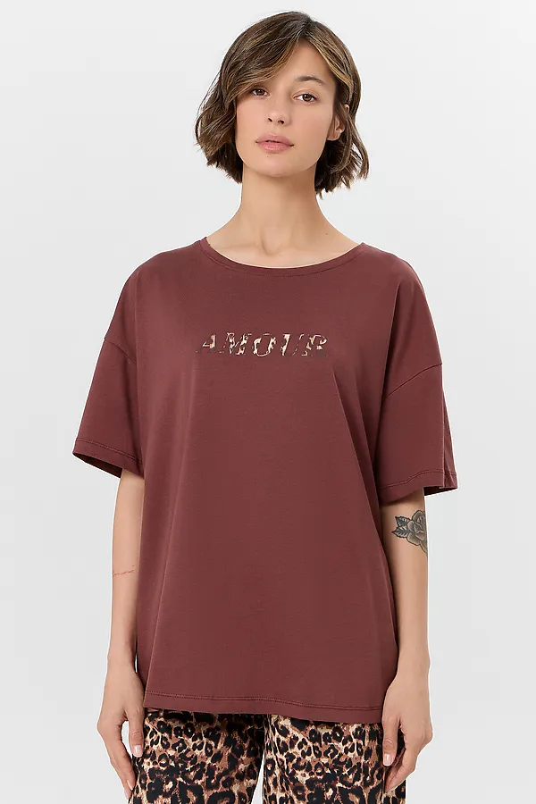 Пижама MARK FORMELLE, горячий шоколад +леопард на песочном - фото 2