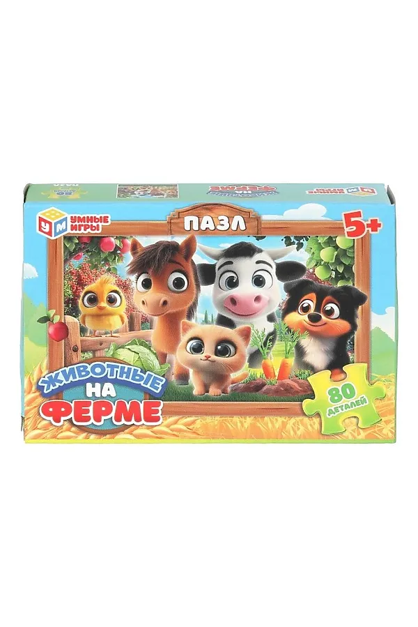 Пазлы 80 "Животные на ферме" URAL TOYS, мультиколор - фото 2