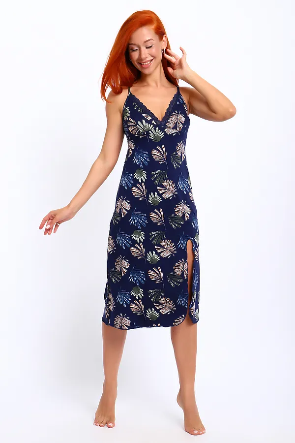 Сорочка ГАБРИЭЛЬ -2 НАТАЛИ, листья темно-синий - фото 2