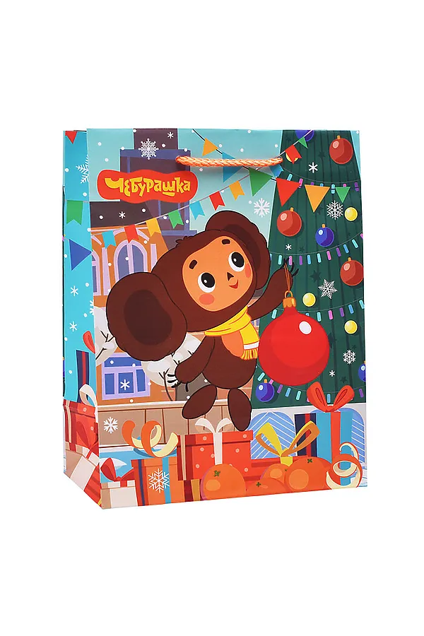 Пакет подарочный матовый "Чебурашка" M союзмультфильм новый год, URAL TOYS, мультиколор - фото 2