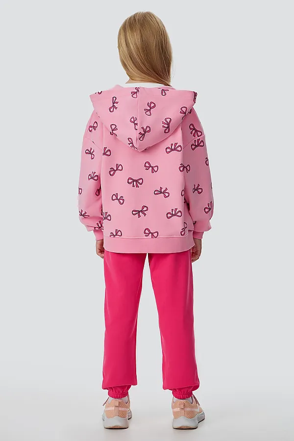 Комплект (Толстовка+Брюки+Футболка) MARK FORMELLE, бантики на розовом +маджента +белый - фото 2