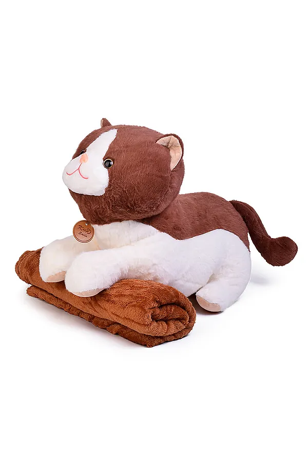 Мягкая игрушка "Кошка" с пледом URAL TOYS, в ассортименте - фото 2