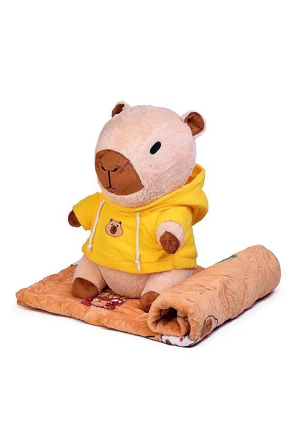 Мягкая игрушка "Капибара" с пледом URAL TOYS, в ассортименте - фото 2
