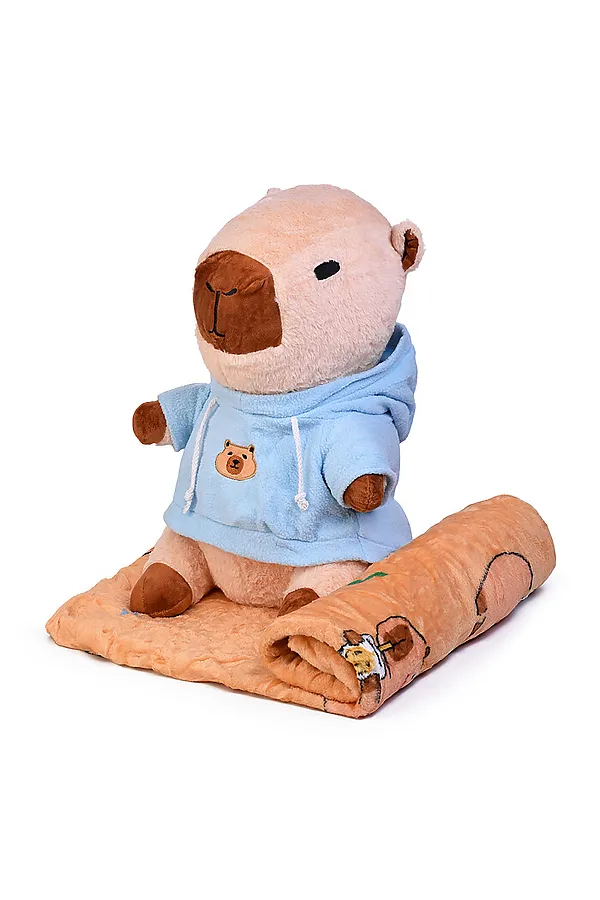 Мягкая игрушка "Капибара" с пледом URAL TOYS, в ассортименте - фото 2
