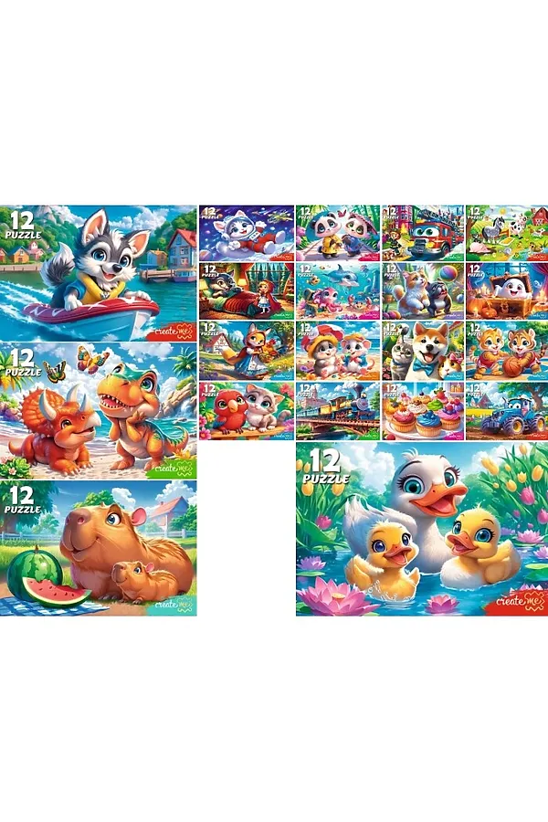 Пазлы 12 "Милые картинки" (20 шт в шоубоксе) URAL TOYS, в ассортименте - фото 2