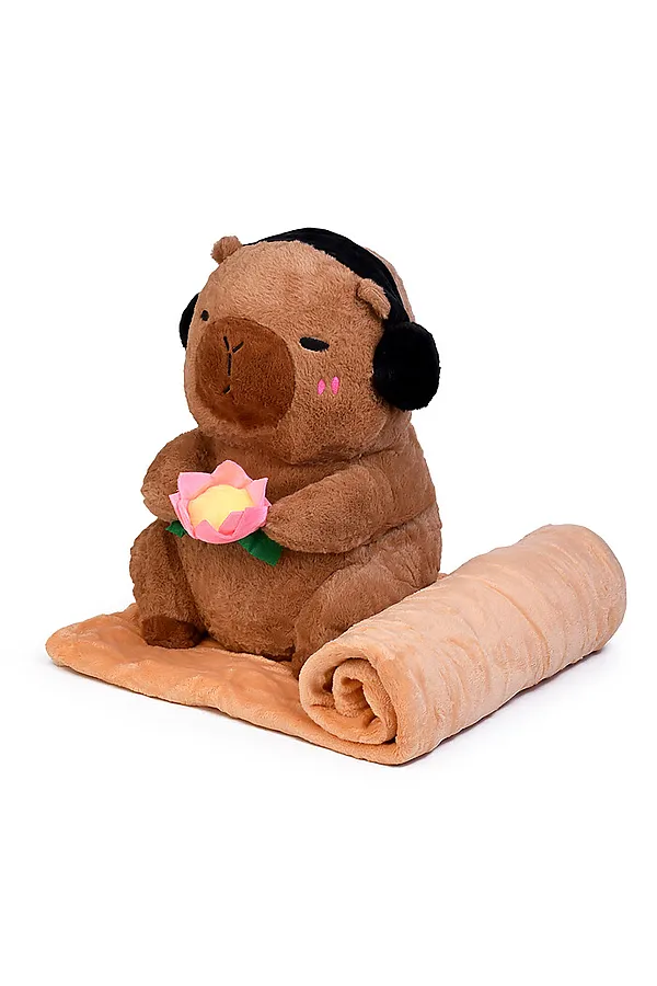 Мягкая игрушка "Капибара" с пледом URAL TOYS, в ассортименте - фото 2