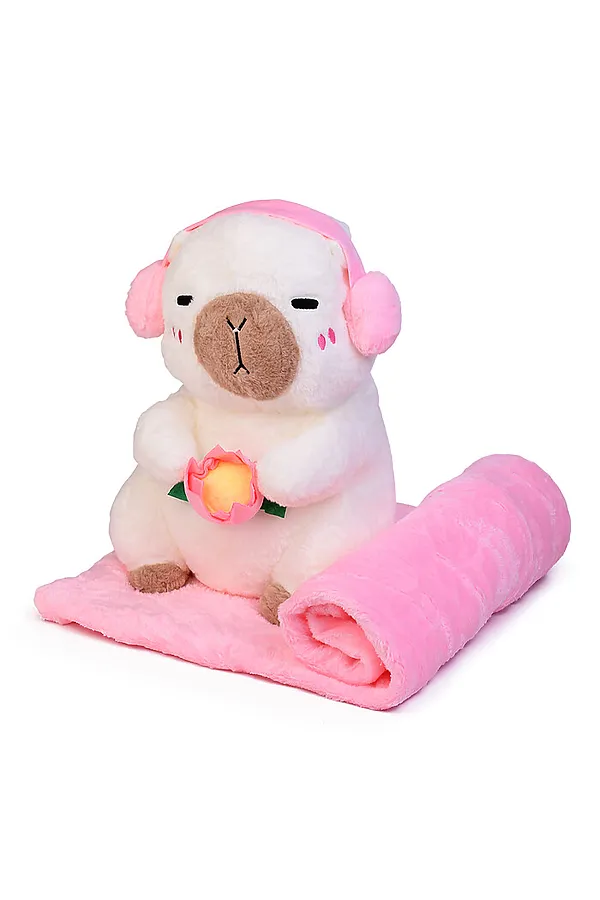 Мягкая игрушка "Капибара" с пледом URAL TOYS, в ассортименте - фото 2