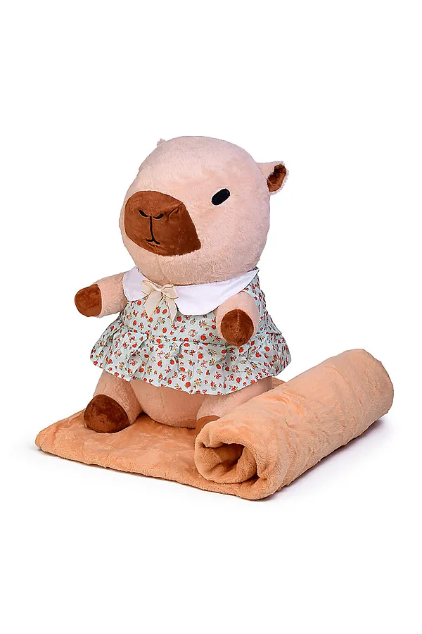 Мягкая игрушка "Капибара" с пледом URAL TOYS, в ассортименте - фото 2