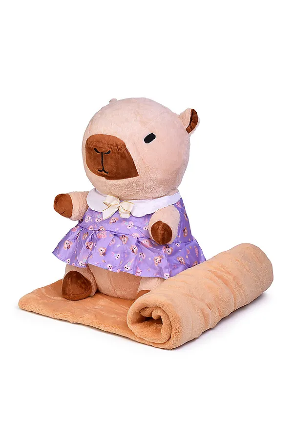 Мягкая игрушка "Капибара" с пледом URAL TOYS, в ассортименте - фото 2
