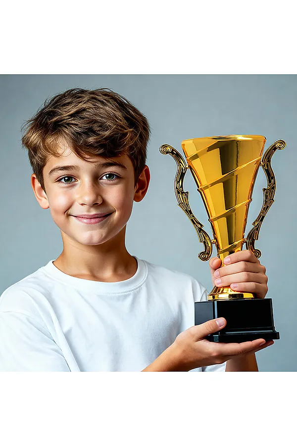 Кубок спортивный пластик (25 см) URAL TOYS, золотистый - фото 2