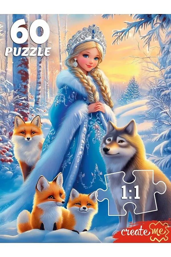 Пазлы 60 "Снегурочка и лесные жители" URAL TOYS, мультиколор - фото 2