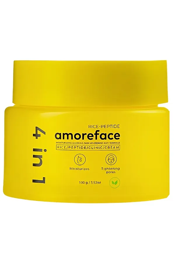 Amoreface Крем для лица 4 в 1 с пептидами и экстрактом риса / Rice-Peptide Clinic Cream, 100 г KRISTALLER, жёлтый - фото 2
