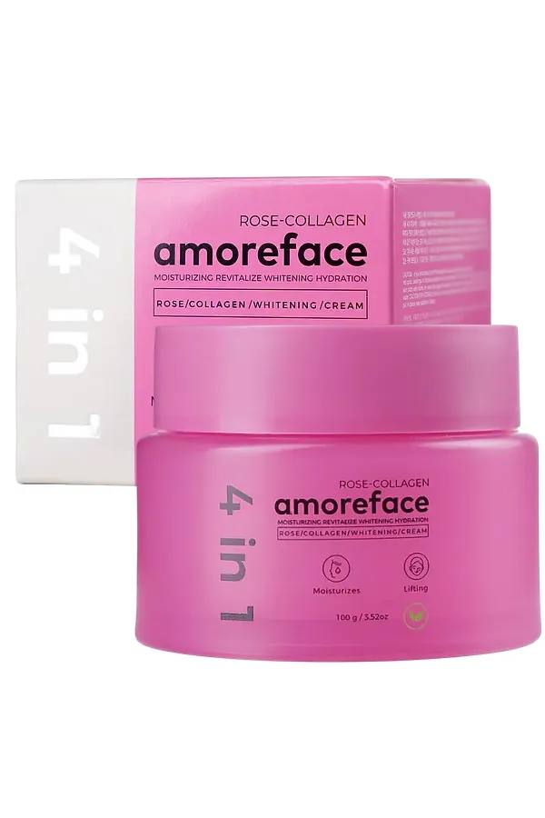 Amoreface Крем для лица 4 в 1 с коллагеном и экстрактом розы / Rose-Collagen Whitening Cream, 100 г KRISTALLER, розовый - фото 2
