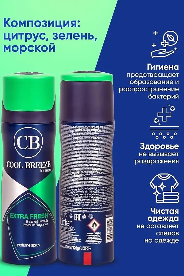 Дезодорант мужской КОСМЕТИКА ИЗ ТУРЦИИ, синий - фото 2