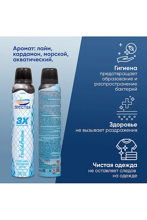 Дезодорант спрей женский КОСМЕТИКА ИЗ ТУРЦИИ, голубой - фото 2