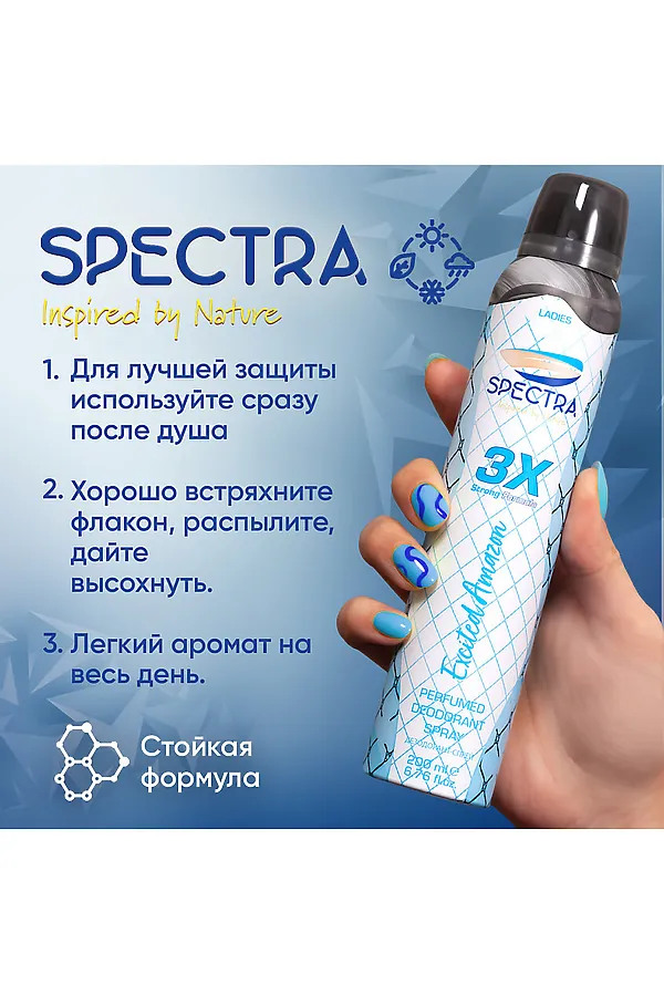 Дезодорант спрей женский КОСМЕТИКА ИЗ ТУРЦИИ, голубой - фото 2