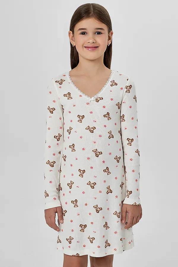 Сорочка ночная MARK FORMELLE, мишки с цветами на молоке - фото 2