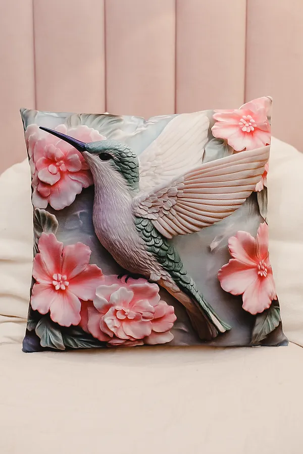 Наволочка декоративная декоративная 1 шт 3D эффект НАТАЛИ, колибри - фото 2