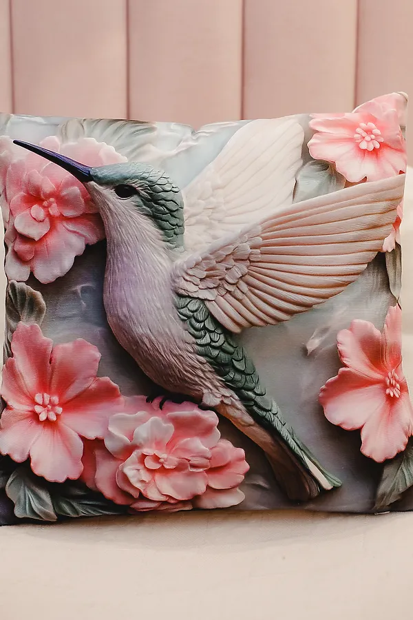 Наволочка декоративная декоративная 1 шт 3D эффект НАТАЛИ, колибри - фото 2