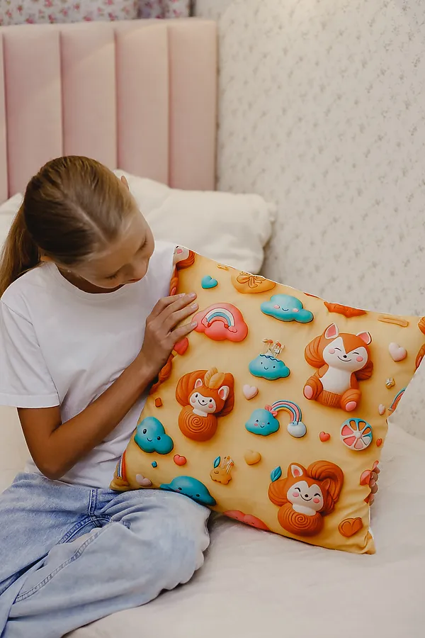 Наволочка декоративная декоративная 1 шт 3D эффект НАТАЛИ, оранжевый - фото 2