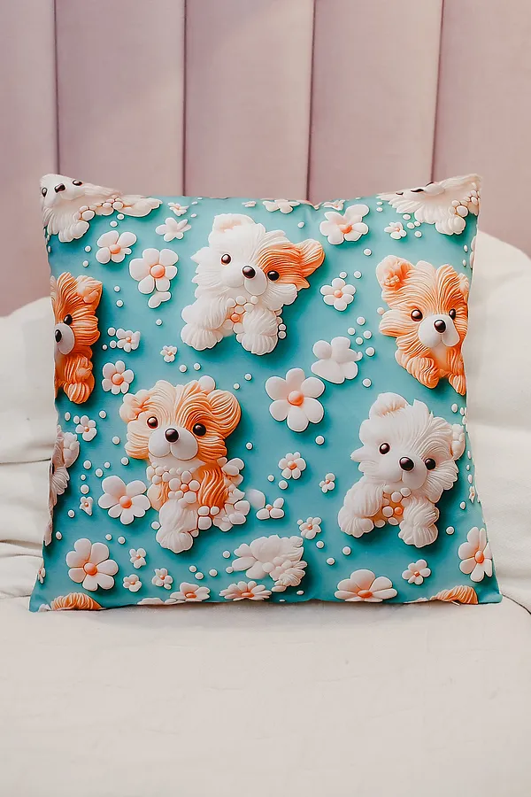 Наволочка декоративная декоративная 1 шт 3D эффект НАТАЛИ, собаки - фото 2