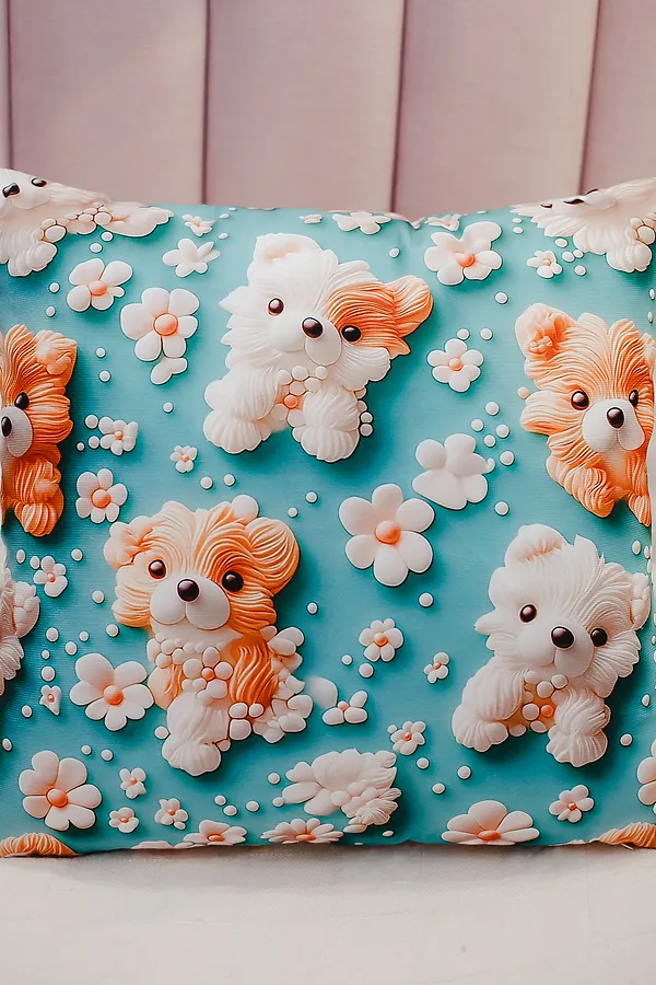 Наволочка декоративная декоративная 1 шт 3D эффект НАТАЛИ, собаки - фото 2