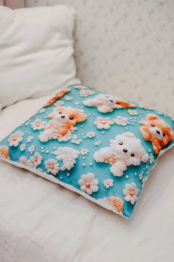 Наволочка декоративная декоративная 1 шт 3D эффект НАТАЛИ, собаки - фото 2