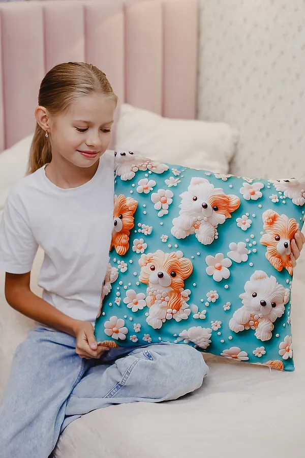 Наволочка декоративная декоративная 1 шт 3D эффект НАТАЛИ, собаки - фото 2