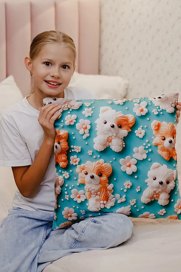 Наволочка декоративная декоративная 1 шт 3D эффект НАТАЛИ, собаки - фото 2