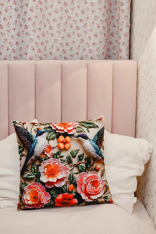 Наволочка декоративная декоративная 1 шт 3D эффект НАТАЛИ, цветы розовый - фото 2