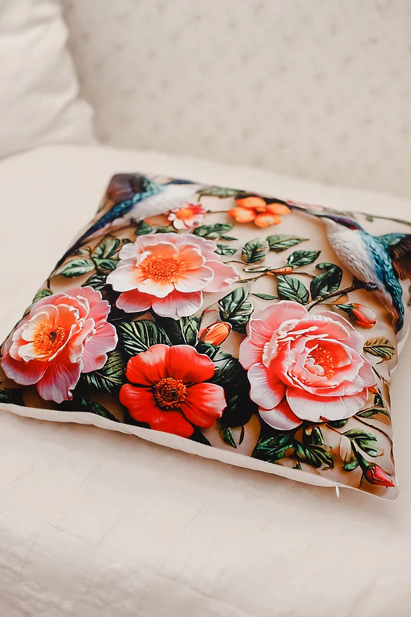 Наволочка декоративная декоративная 1 шт 3D эффект НАТАЛИ, цветы розовый - фото 2