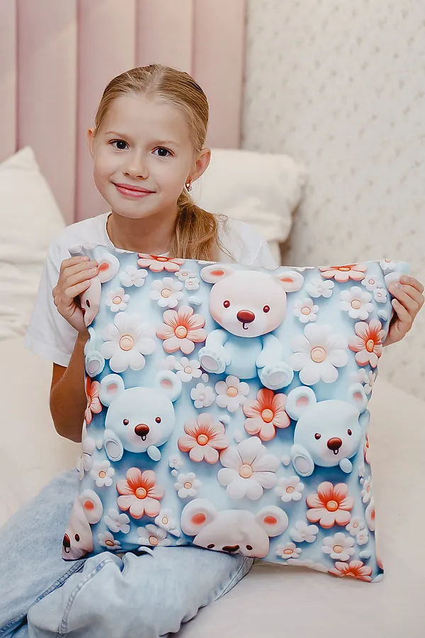 Наволочка декоративная декоративная 1 шт 3D эффект НАТАЛИ, мишки - фото 2