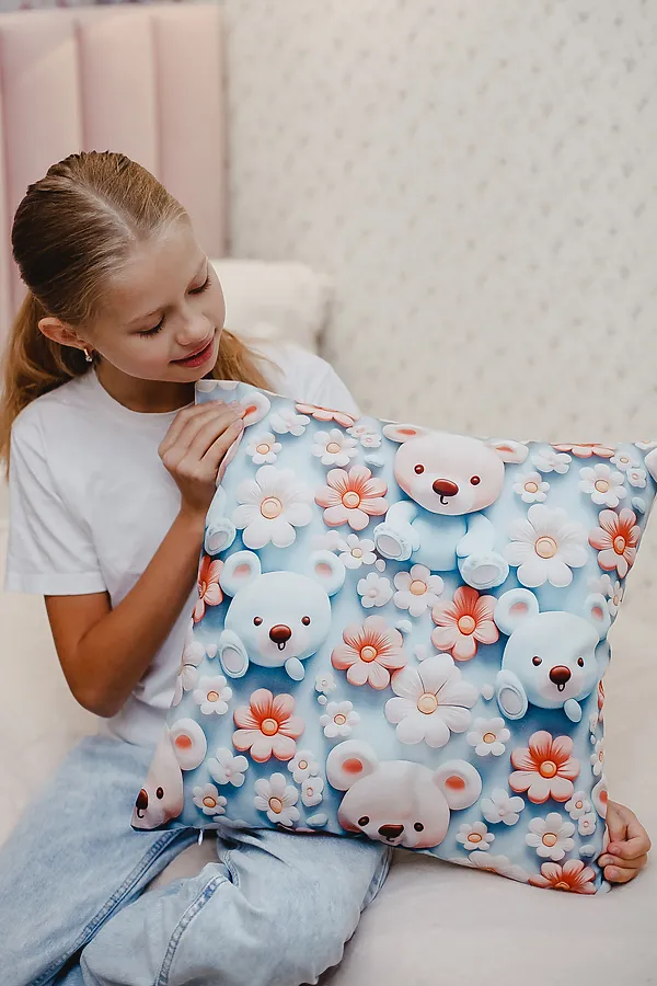 Наволочка декоративная декоративная 1 шт 3D эффект НАТАЛИ, мишки - фото 2