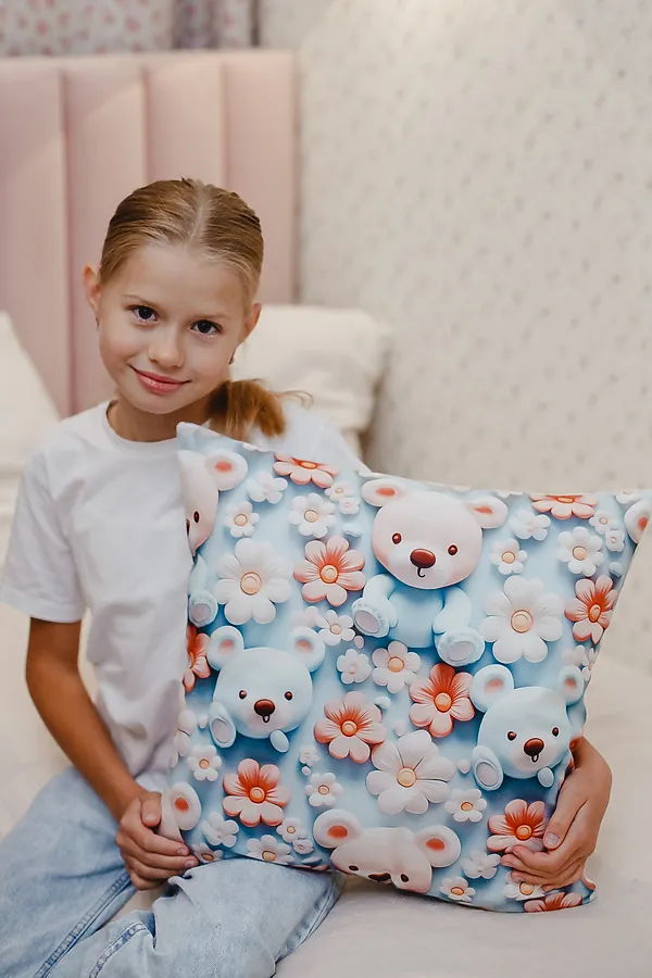 Наволочка декоративная декоративная 1 шт 3D эффект НАТАЛИ, мишки - фото 2