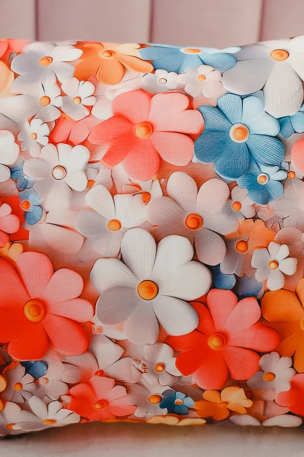 Наволочка декоративная декоративная 1 шт 3D эффект НАТАЛИ, цветные цветы - фото 2