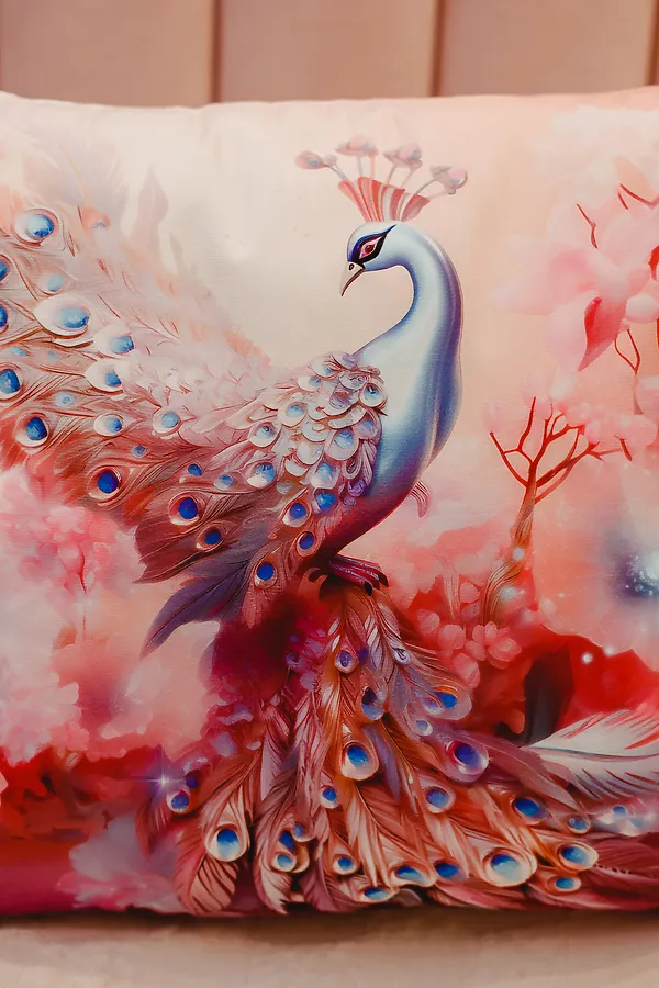 Наволочка декоративная декоративная 3 шт Павлины 3D НАТАЛИ, розовый - фото 2