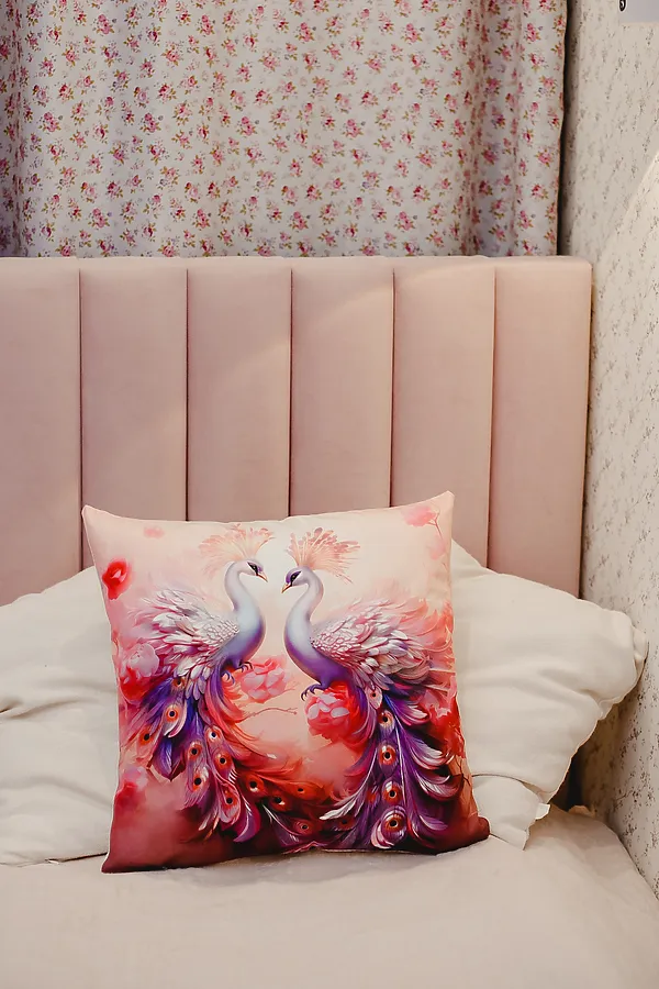 Наволочка декоративная декоративная 3 шт Павлины 3D НАТАЛИ, розовый - фото 2