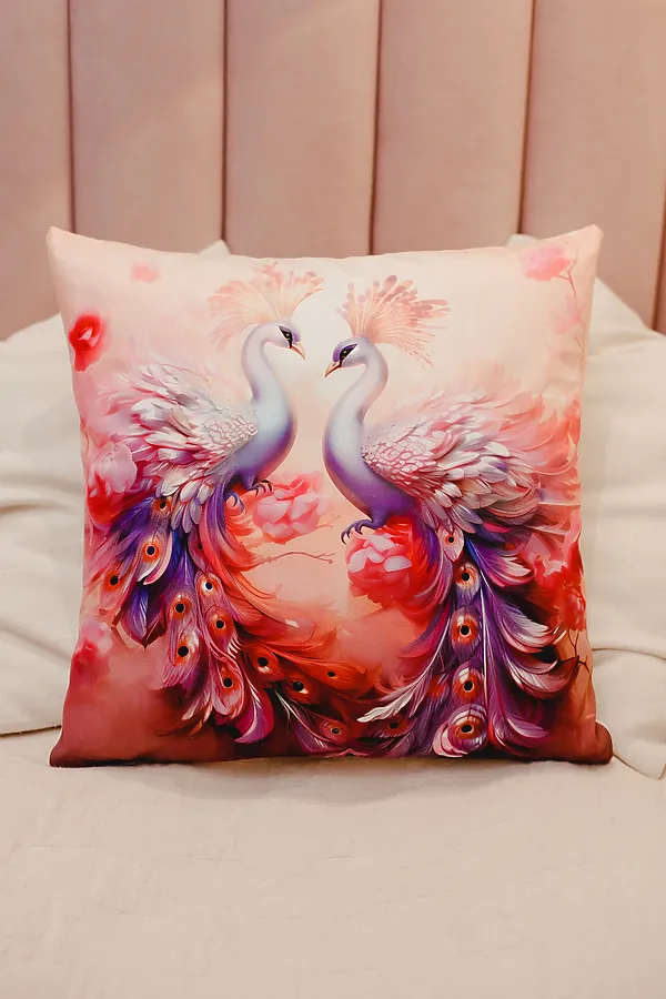 Наволочка декоративная декоративная 3 шт Павлины 3D НАТАЛИ, розовый - фото 2