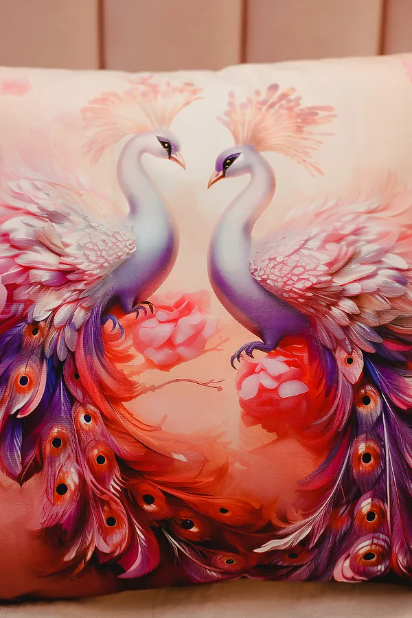 Наволочка декоративная декоративная 3 шт Павлины 3D НАТАЛИ, розовый - фото 2