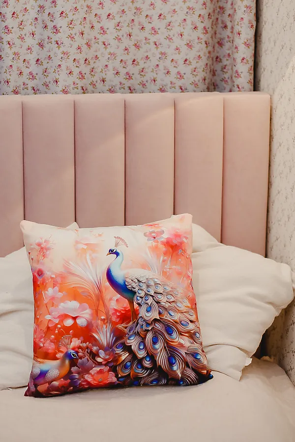 Наволочка декоративная декоративная 3 шт Павлины 3D НАТАЛИ, розовый - фото 2