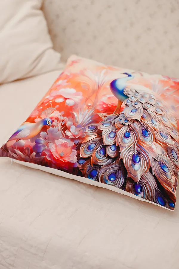 Наволочка декоративная декоративная 3 шт Павлины 3D НАТАЛИ, розовый - фото 2