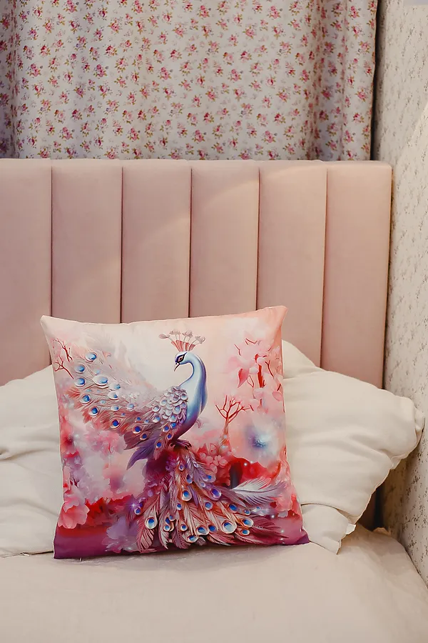 Наволочка декоративная декоративная 3 шт Павлины 3D НАТАЛИ, розовый - фото 2
