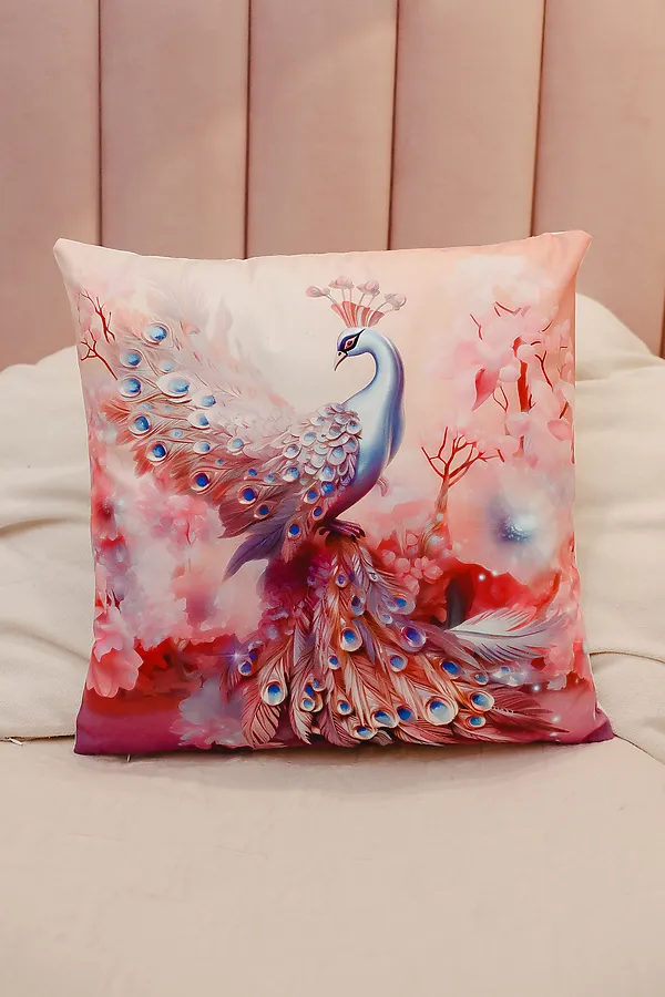 Наволочка декоративная декоративная 3 шт Павлины 3D НАТАЛИ, розовый - фото 2