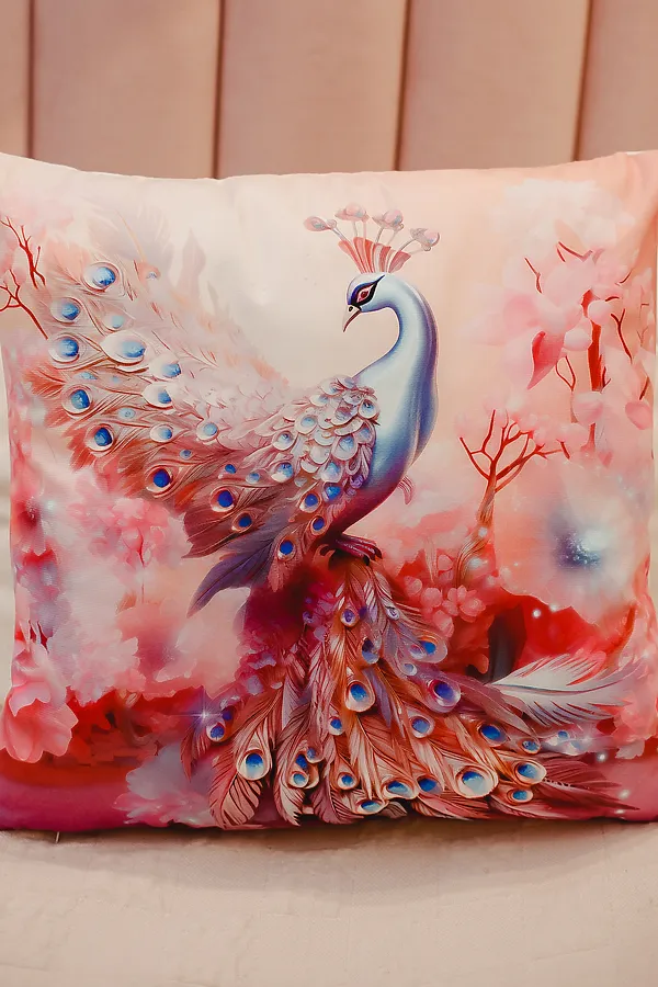 Наволочка декоративная декоративная 3 шт Павлины 3D НАТАЛИ, розовый - фото 2