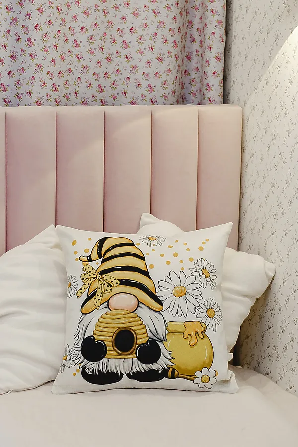 Наволочка декоративная декоративная 2шт рогожка Гном и Цветок НАТАЛИ, бежевый - фото 2